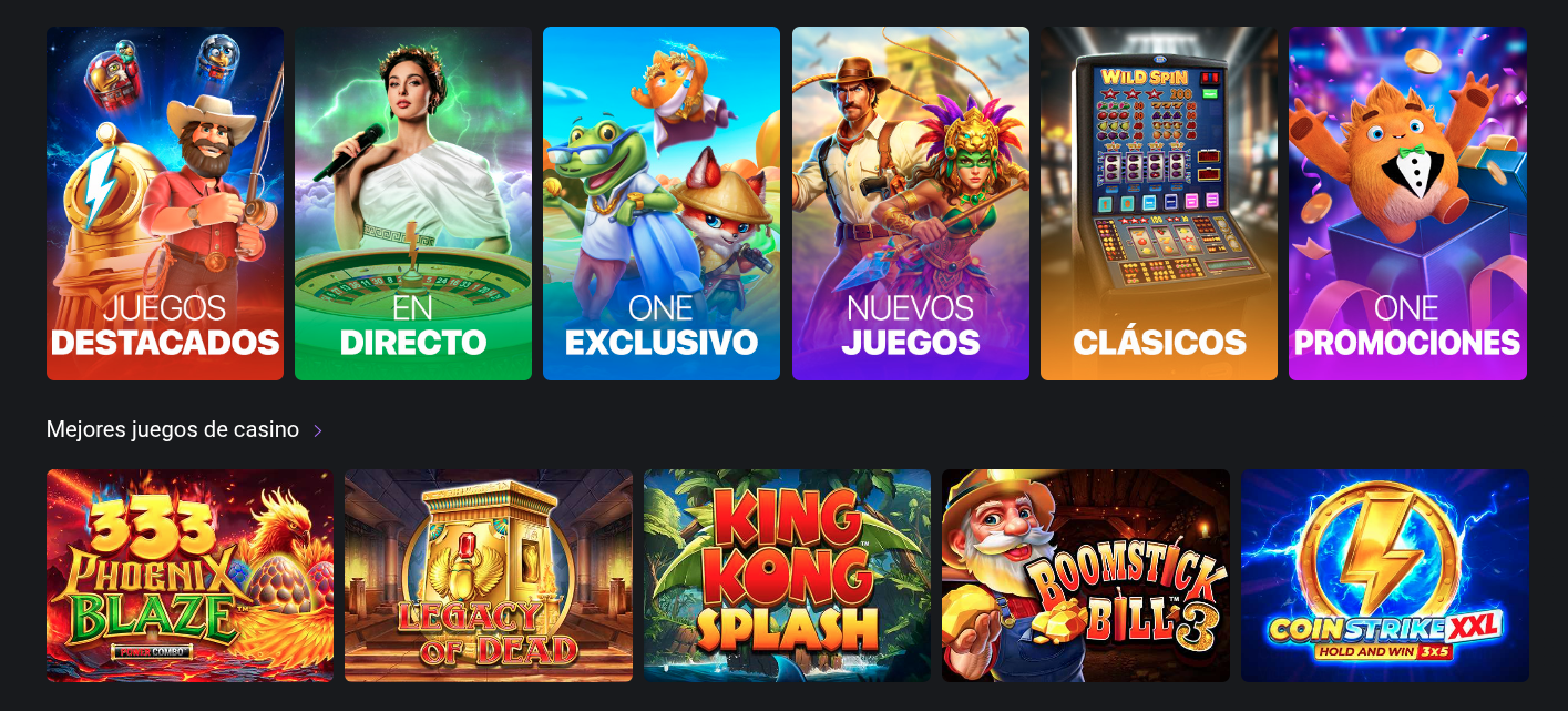Formulario de datos personales One Casino