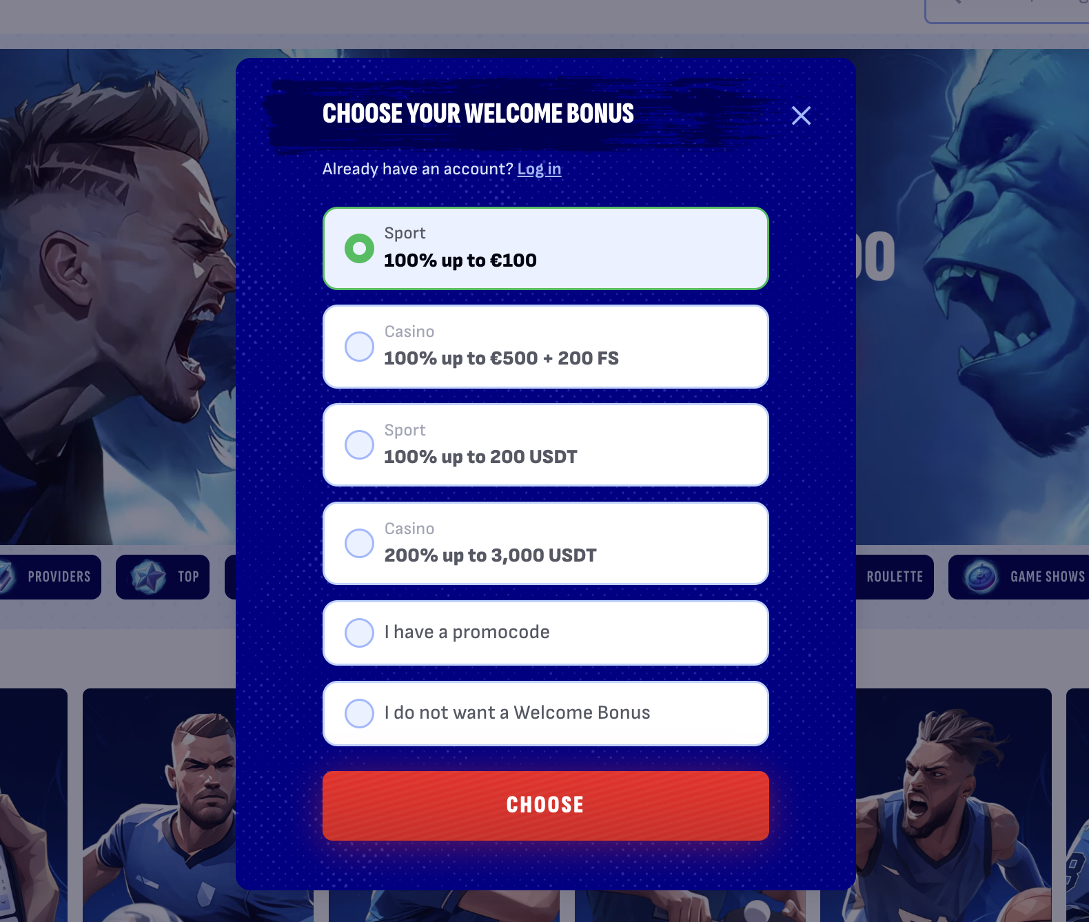 bankonbet Spielauswahl mobil