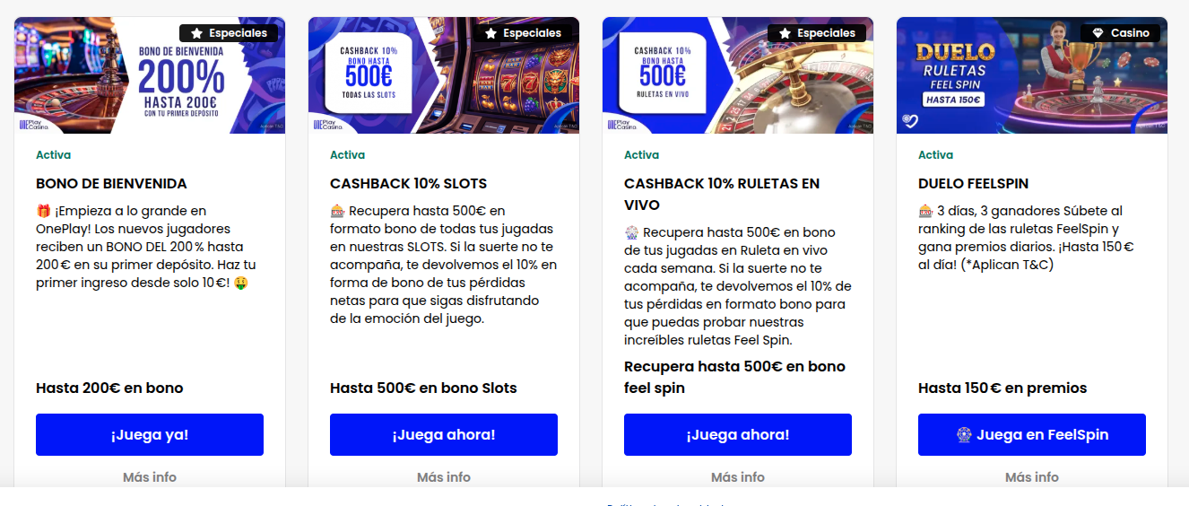 Pantalla de login de One Play Casino