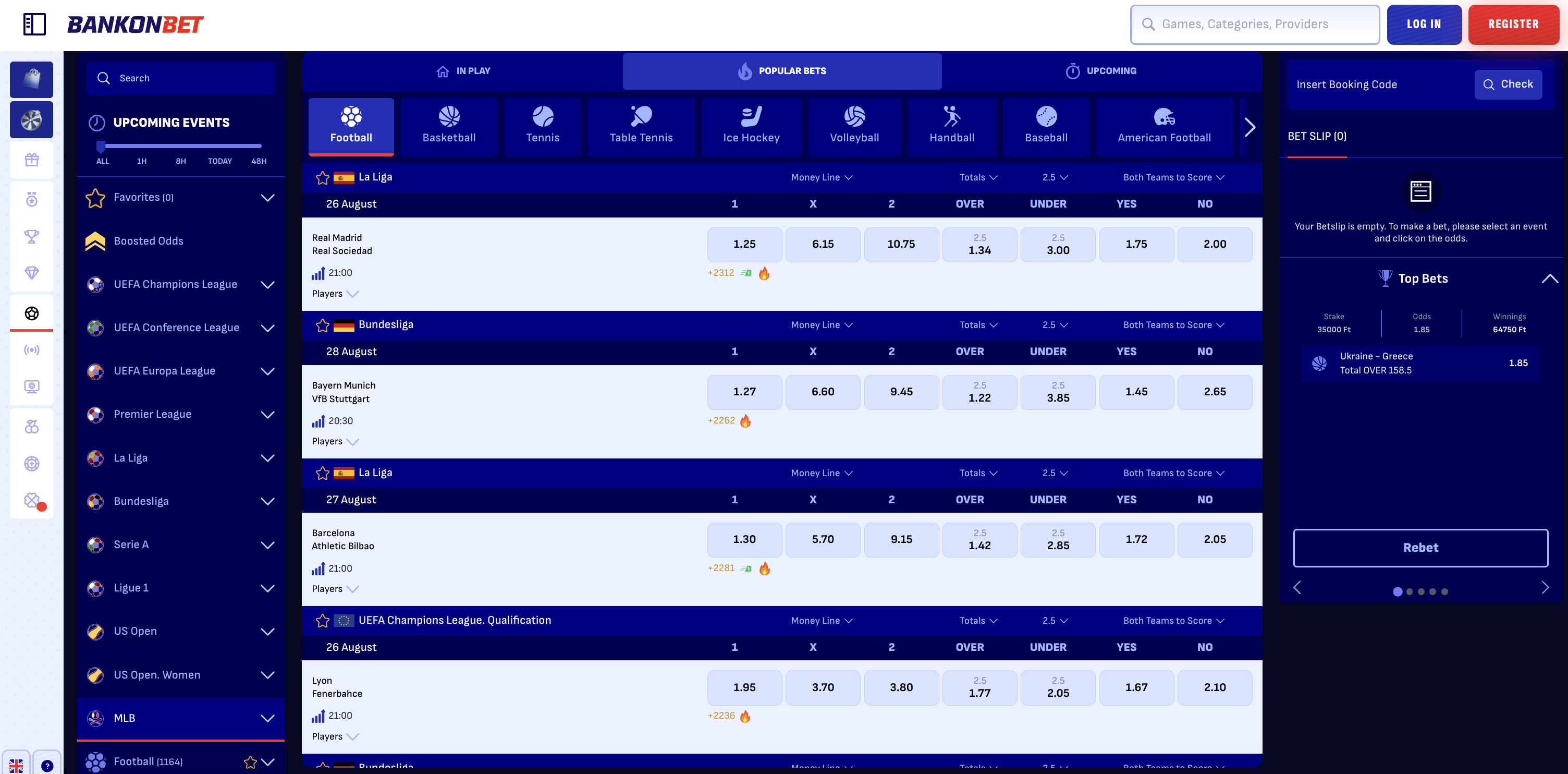 bankonbet Spielauswahl mobil